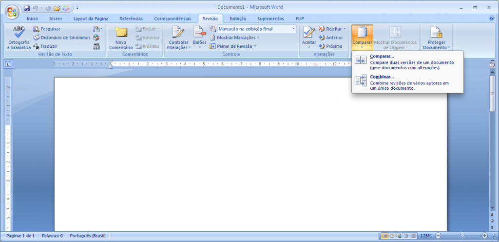 Comparar, no Word 2007