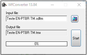 WfConverter com TM selecionada para conversão